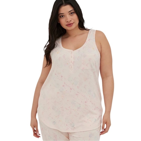 TORRID HENLEY SLEEP TANK - CUPRO BRUSH STROKE CORAL LARGE NWT - Picture 1 of 5